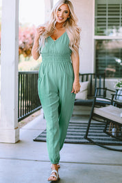 Spaghetti Strap V-Neck Jumpsuit with Pockets