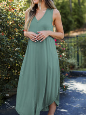 Full Size V-Neck Midi Tank Dress