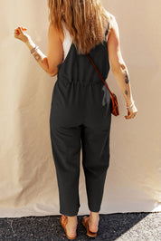 Drawstring Wide Strap Overalls with Pockets