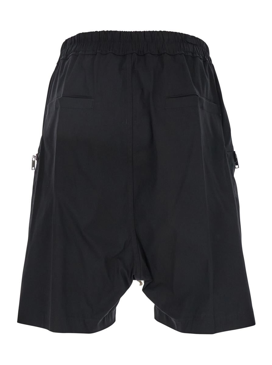 'Bauhaus Bela' Black Shorts With Oversized Drawstring In Cotton Man