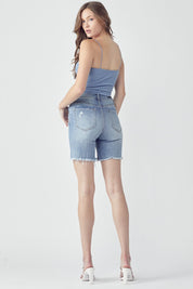 RISEN High Rise Distressed Denim Shorts