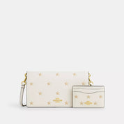 Coach Outlet Boxed Anna Foldover Clutch Crossbody Bag And Card Case Set With Star Print