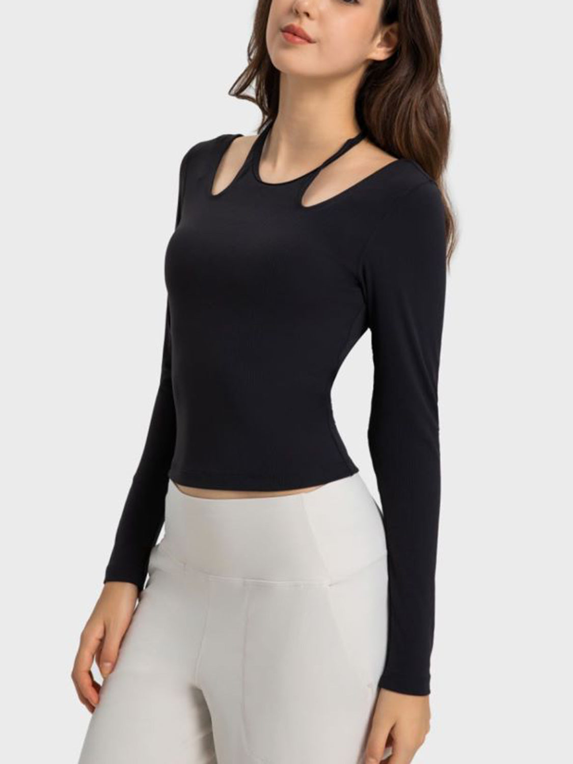 Millennia Halter Neck Long Sleeve Sporty Top