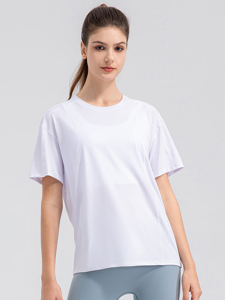 Round Neck Short Sleeve Active Top