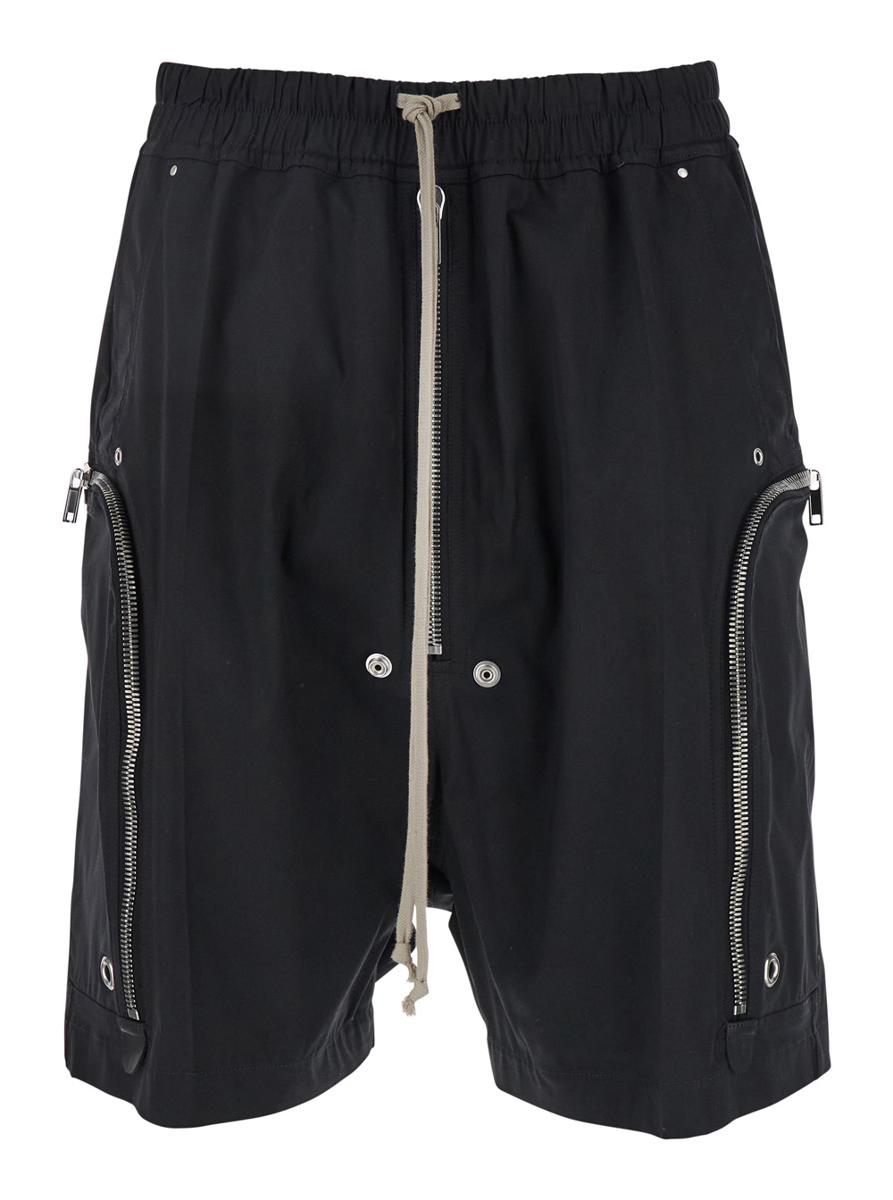 'Bauhaus Bela' Black Shorts With Oversized Drawstring In Cotton Man