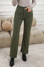 Pocketed High Waist Straight Leg Pants