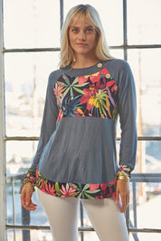 Celeste Full Size Tropical Print Long Sleeve T-Shirt