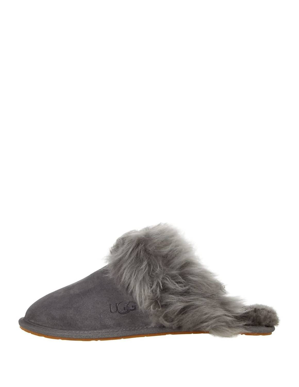 Women's Suede Slide Slippers In Charcoal