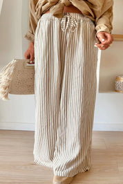 Plus Size Striped Wide Leg Pants