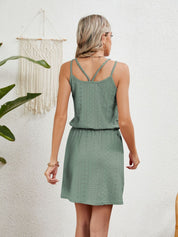 Eyelet Scoop Neck Sleeveless Dress