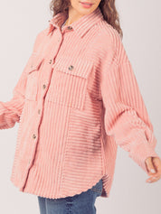 Button Up Long Sleeve Corduroy Jacket