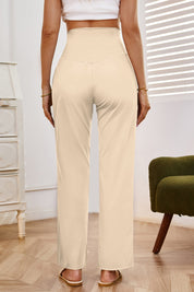 High Waist Wide Leg Pants with Pockets