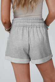 Drawstring High Waist Shorts with Pockets