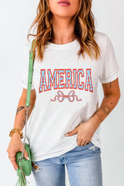 AMERICA Round Neck Short Sleeve T-Shirt