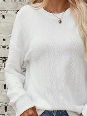 Textured Round Neck Long Sleeve T-Shirt