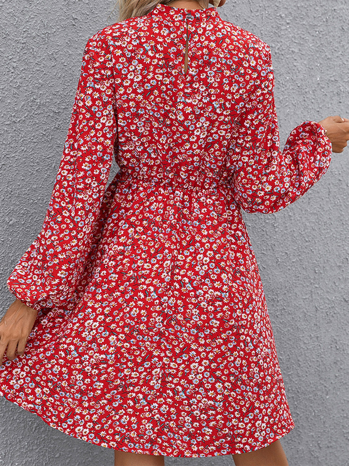 Ivy Lane Floral Mock Neck Long Sleeve Dress