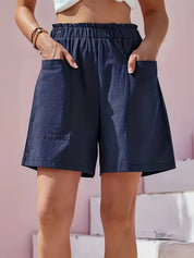 Full Size Pocketed Elastic Waist Shorts