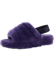 Fluff Yeah Womens Shearling Slingback Slide Slippers