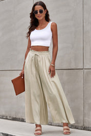 Drawstring Waist Wide Leg Pants