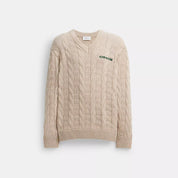 Coach Outlet Cable Knit V Neck Sweater