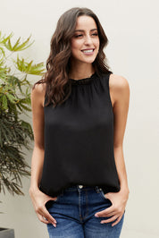 Frill Solid Round Neck Tank