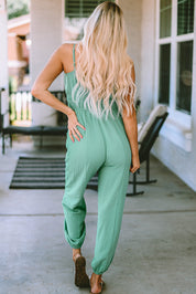 Spaghetti Strap V-Neck Jumpsuit with Pockets