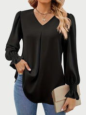 V-Neck Flounce Sleeve Top