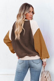 Color Block Round Neck Long Sleeve Sweatshirt