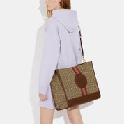 Coach Outlet Dempsey Tote 40 In Signature Jacquard With Stripe And Coach Patch