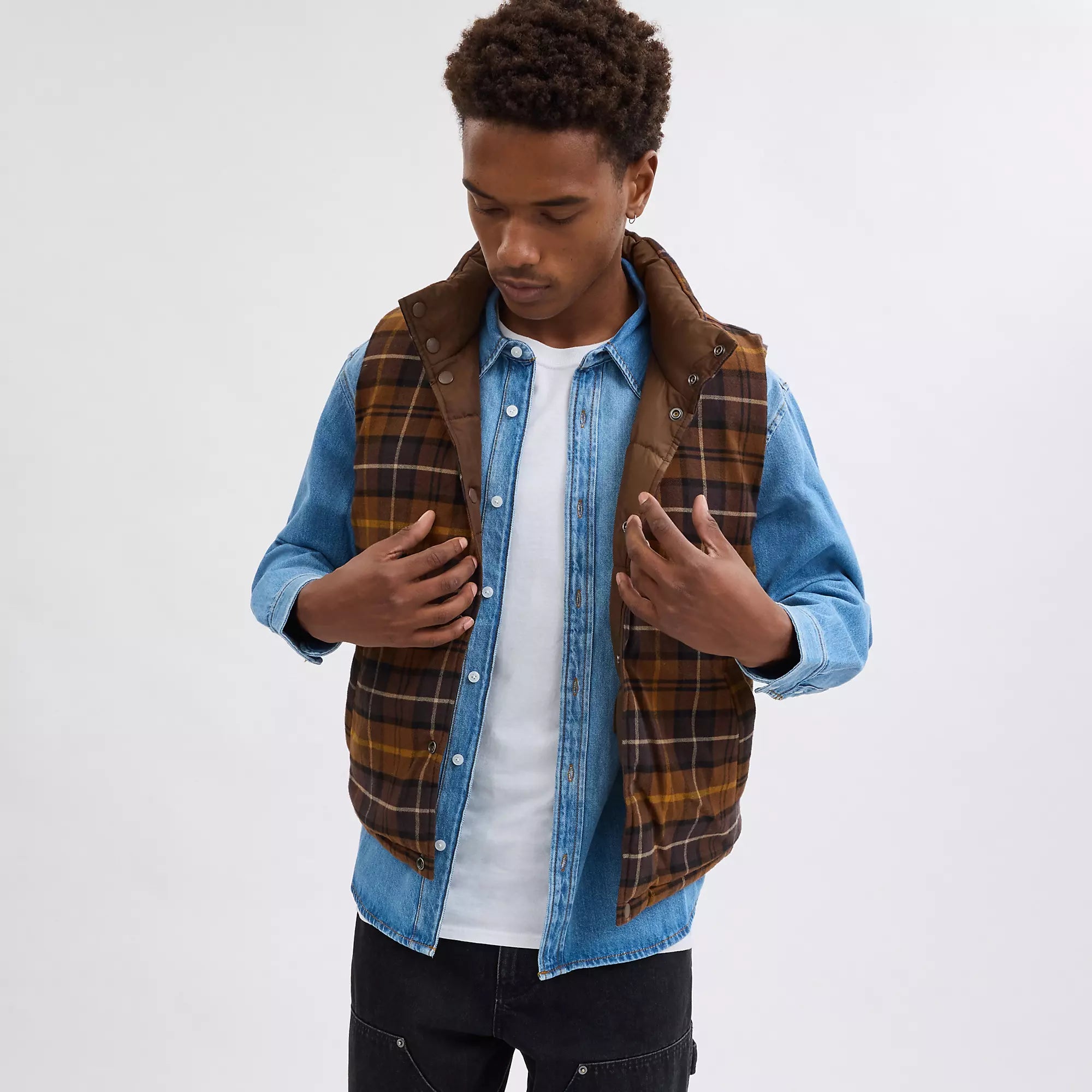 Coach Outlet Reversible Flannel Vest In Recycled Polyester