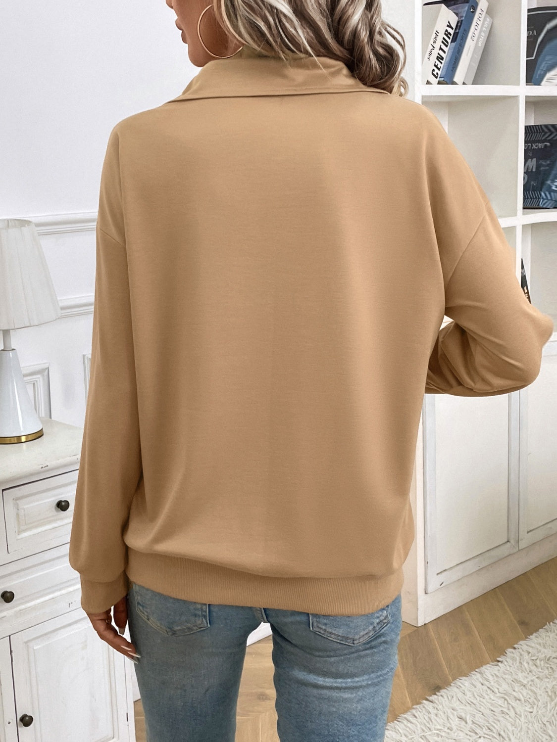 Half Zip Kangaroo Pocket Long Sleeve Sweatshirt