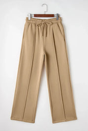 Drawstring Wide Leg Pants with Pockets