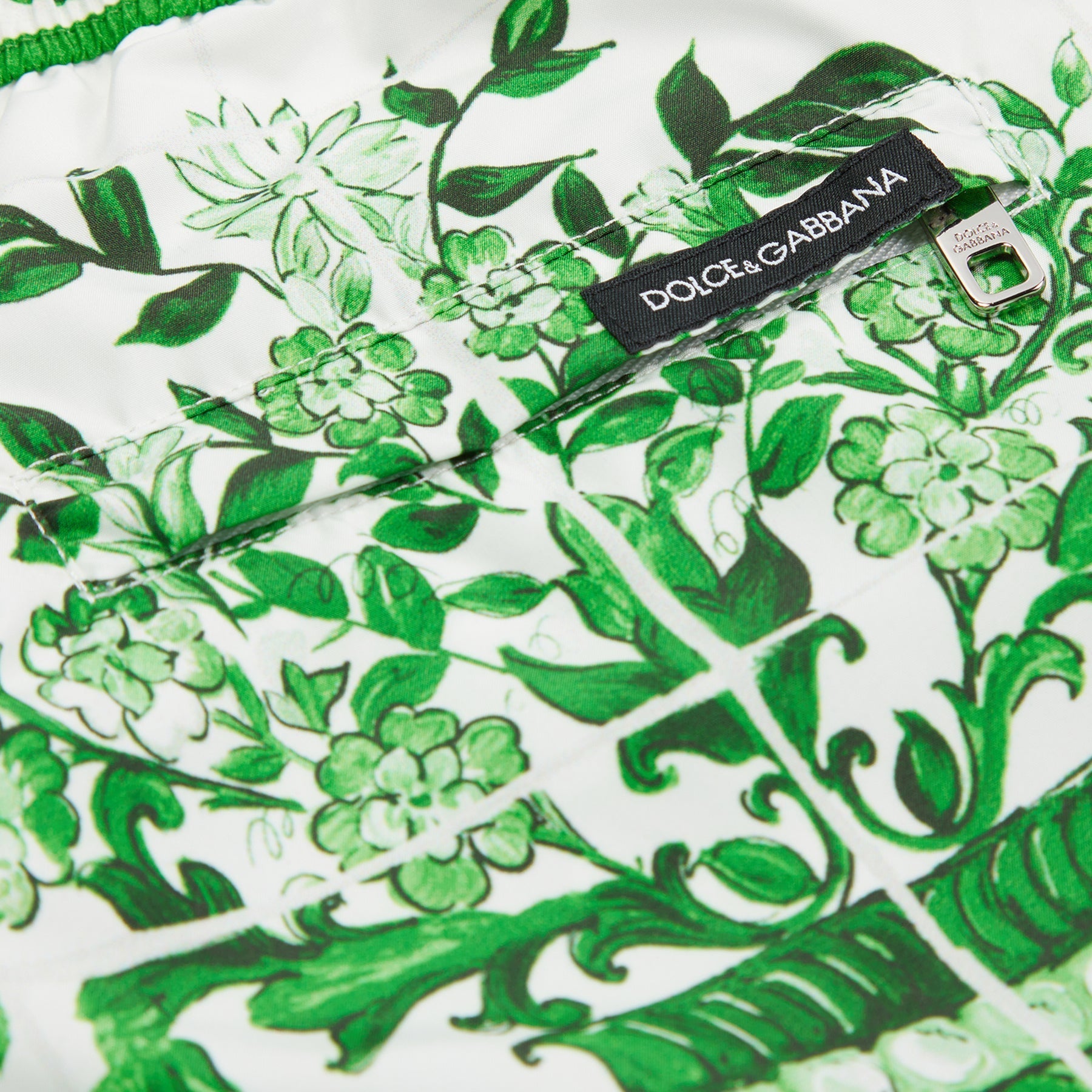 Dolce & Gabbana Majolica Print Swim Shorts  (Green/White)