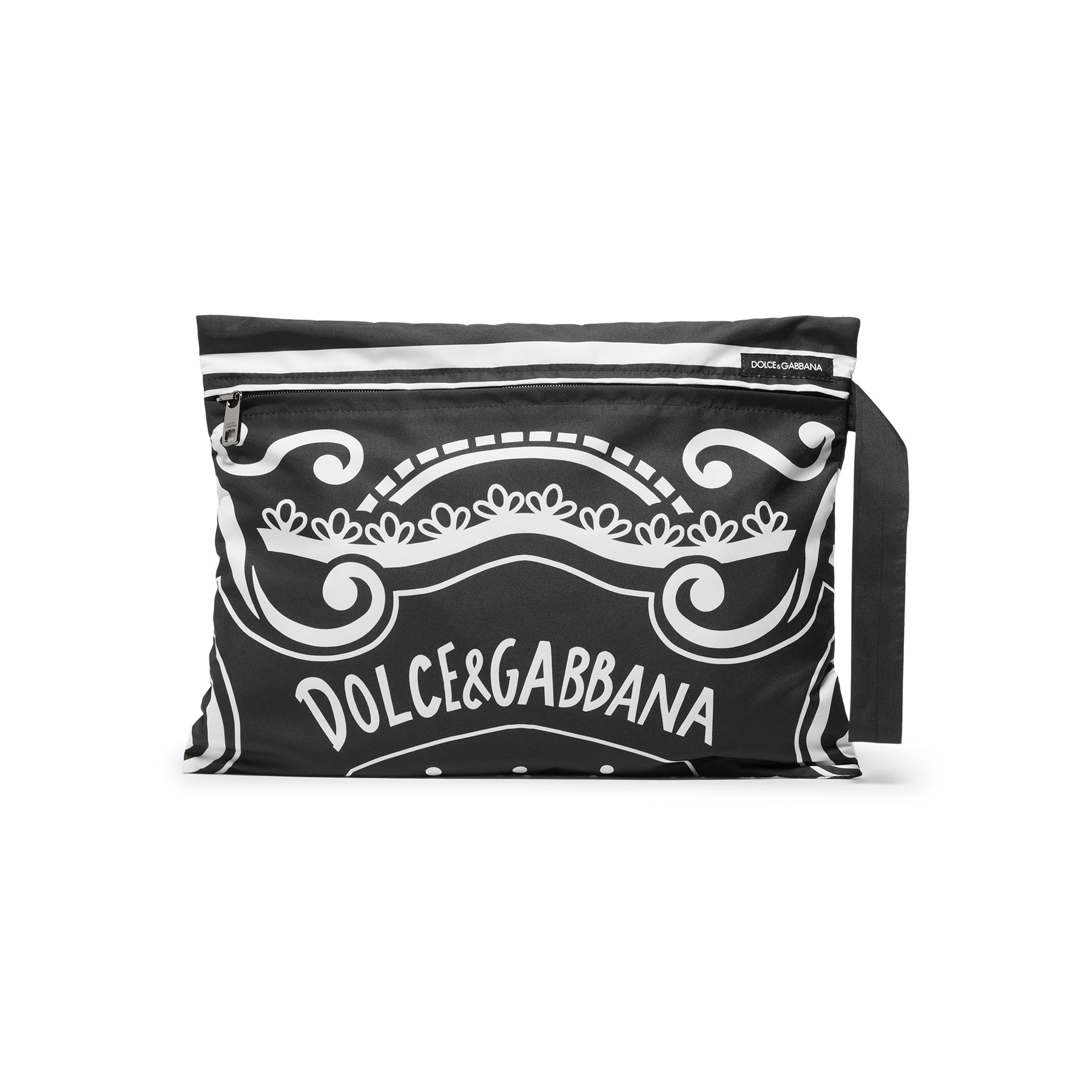 Dolce & Gabbana Mid-Length Bandana Print Swim Trunks (Black)