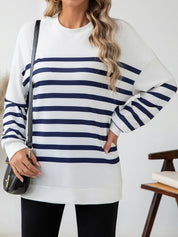 Striped Round Neck Long Sleeve T-Shirt