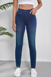 High Waist Skinny Jeans with Pockets