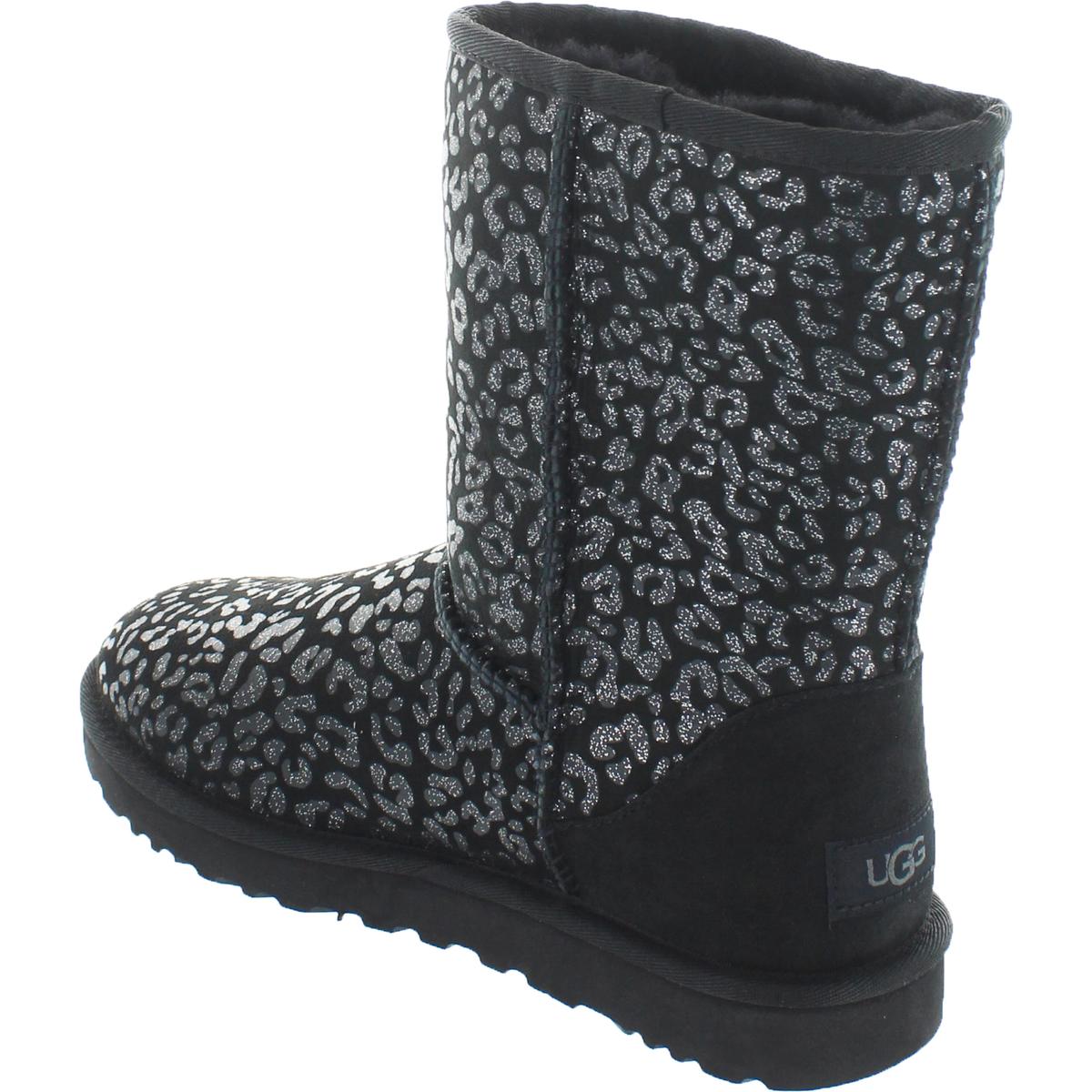 Classic Short Womens Suede Snow Leopard Winter Boots