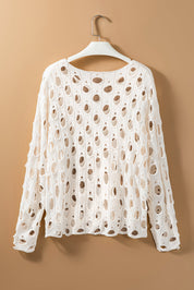 Cutout Round Neck Dropped Shoulder Knit Cover Up