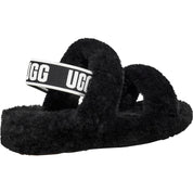 Oh Yeah Womens Shearling Open Toe Slip-On Slippers