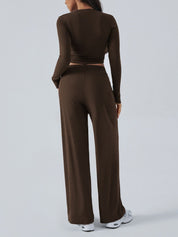 Devine Round Neck Long Sleeve Top and Pants Set