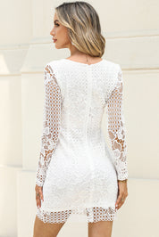 Round Neck Long Sleeve Lace Dress