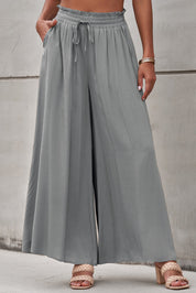 Drawstring Waist Wide Leg Pants