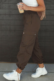 Drawstring Elastic Waist Pants with Pockets