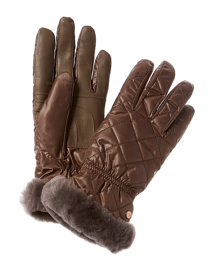 UGG All Weather Quilted Leather-Trim Gloves