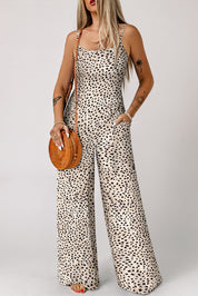 Printed Spaghetti Strap Jumpsuit with Pockets