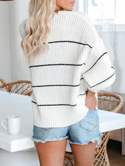 Striped Open Front Long Sleeve Cardigan