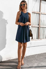 Perfee Round Neck Sleeveless Mini Dress