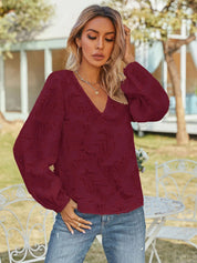 V-Neck Long Sleeve Blouse