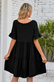 Mandy V-Neck Flounce Sleeve Tiered Dress