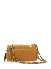 'Tabby 20' Brown Quilted Crossbody Bag With Chain-Link Leather Shoulder Straps And Logo Plaque On The Front In Leather Woman